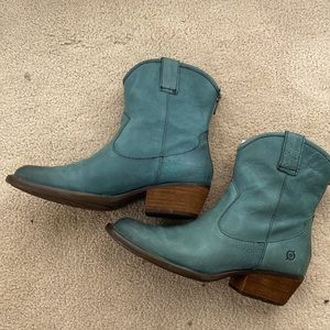 Born Teal Zip Western Booties Leather 7